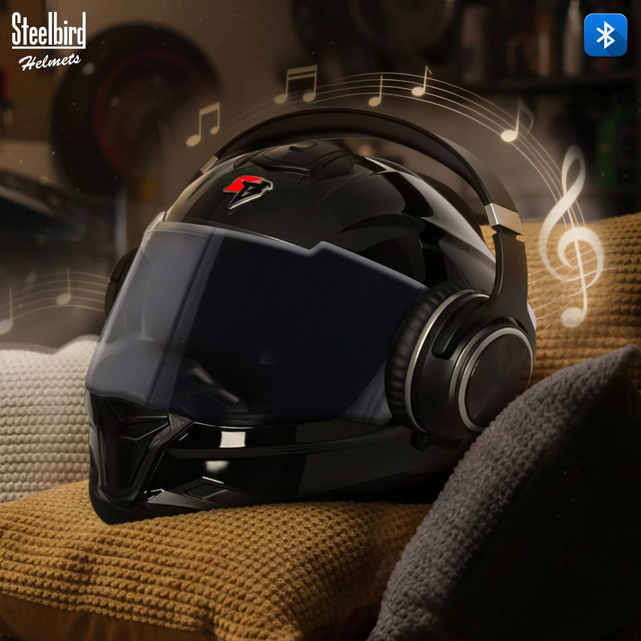 STEELBIRD SBH-57 ISS BT FIGHTER BASS X GLOSSY BLACK C/V 580MM WITH EXTRA SMOKE VISOR STEELBIRD SBH-57 ISS BT FIGHTER BASS X GLOSSY BLACK C/V 580MM WITH EXTRA SMOKE VISOR