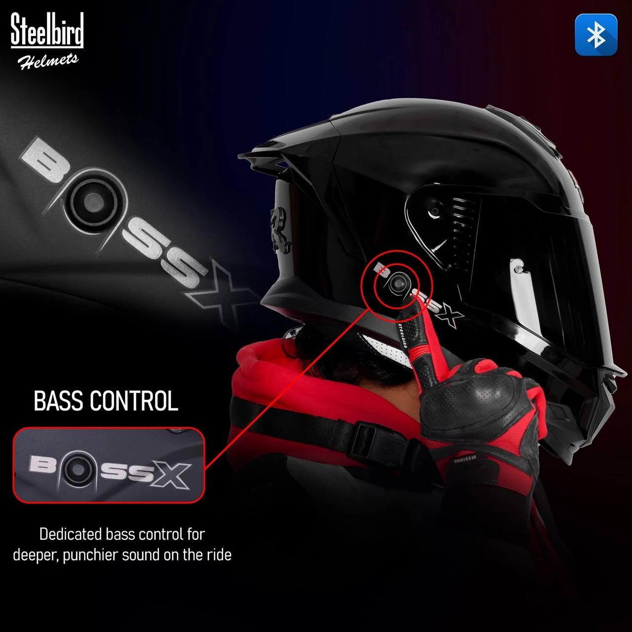 STEELBIRD SBH-57 ISS BT FIGHTER BASS X MATT BLACK C/V 620MM WITH EXTRA SMOKE VISOR STEELBIRD SBH-57 ISS BT FIGHTER BASS X MATT BLACK C/V 620MM WITH EXTRA SMOKE VISOR