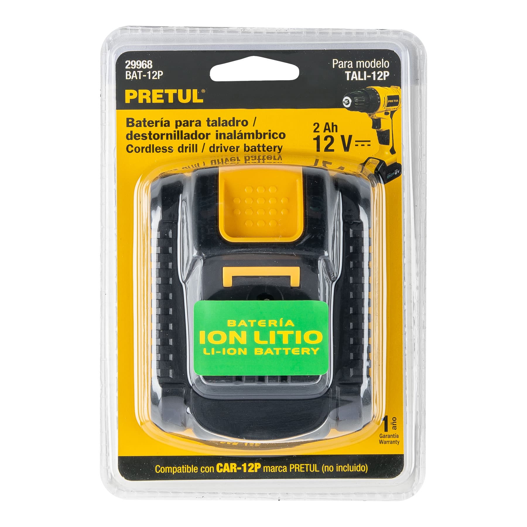 Bateria ión litio, 12 V para taladro TALI-12P, Pretul - BAT-12P / 29968