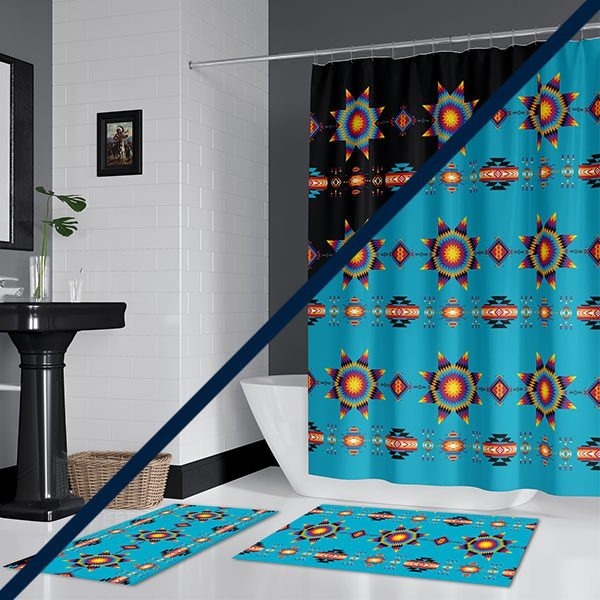 Bath Mat with Shower Curtain Set (1137)