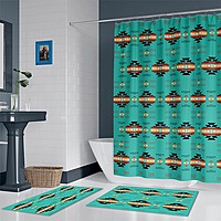 Bath Mat with Shower Curtain Set (1137)