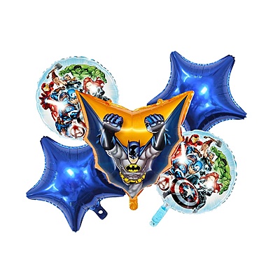 Batman Theme Foil Balloons - 5 Pcs. Set