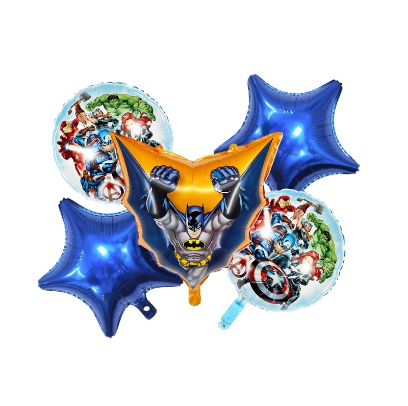 Batman Theme Foil Balloons - 5 Pcs. Set