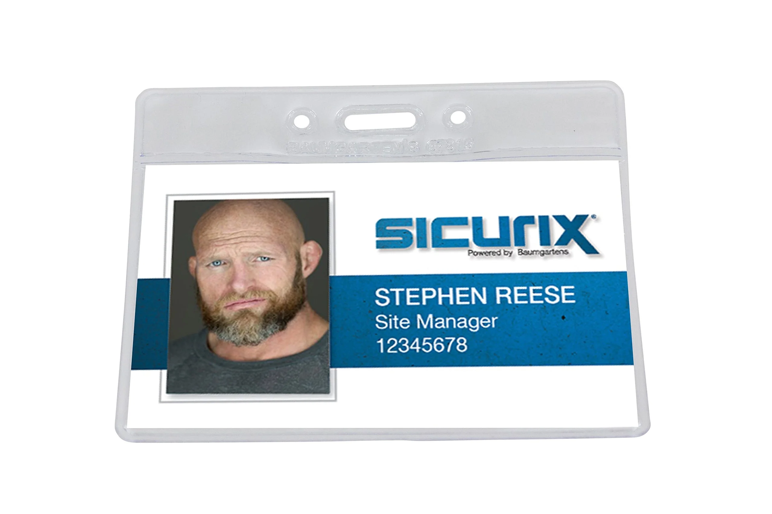 Baumgartens Punched ID Badge Holders, Horizontal 3.5 x 2.5 in, Clear - 50 Pack