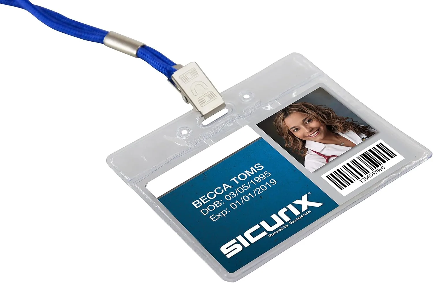 Baumgartens Punched ID Badge Holders, Horizontal 3.5 x 2.5 in, Clear - 50 Pack