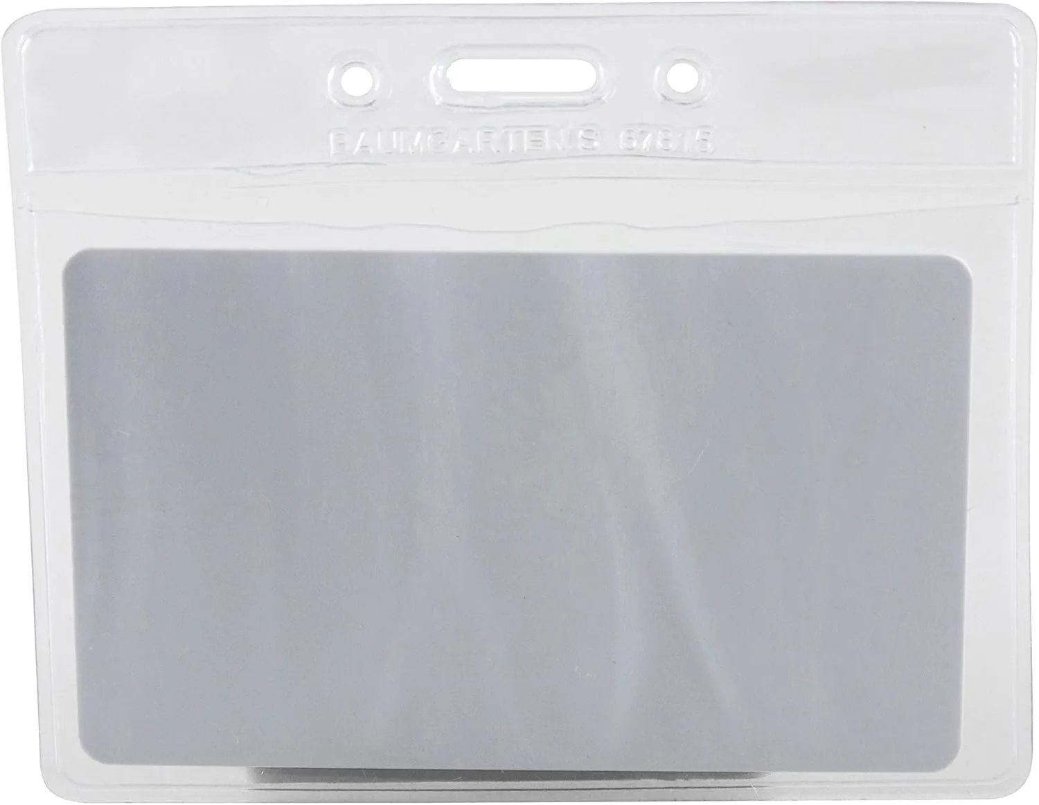 Baumgartens Punched ID Badge Holders, Horizontal 3.5 x 2.5 in, Clear - 50 Pack
