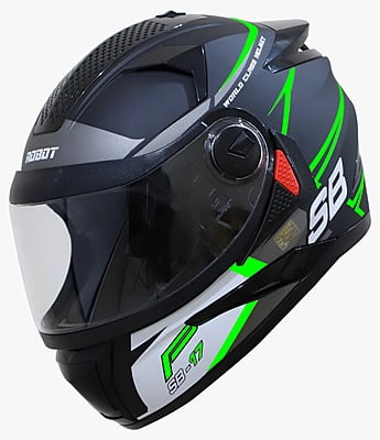 STEELBIRD SBH-17 ROBOT ICE GLOSSY BLACK/FLUO GREEN C/V (L)