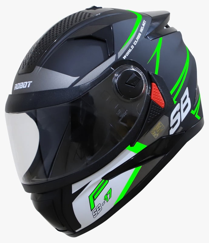 STEELBIRD SBH-17 ROBOT ICE GLOSSY BLACK/FLUO GREEN C/V (L)