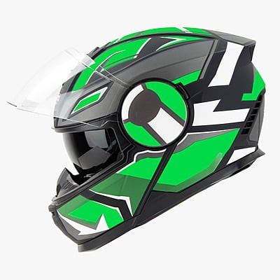 STEELBIRD SBH-40 ISS SPEED MATT BLACK/GREEN C/V 600 MM