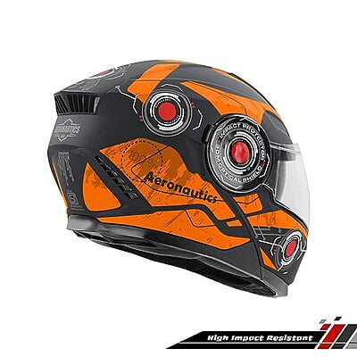 STEELBIRD SBH-40 ISS ASSASIN GLOSSY BLACK/ORANGE C/V 600 MM