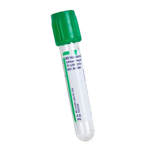 BD Vacutainer® Lithium Heparin Plasma Tube, 4 mL Green Hemogard™ (367884) 