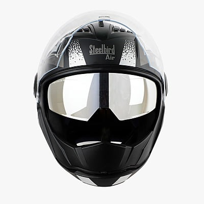 STEELBIRD SBA-2 ISS REED GLOSSY BLACK GREY D/V (SILVER) (L)