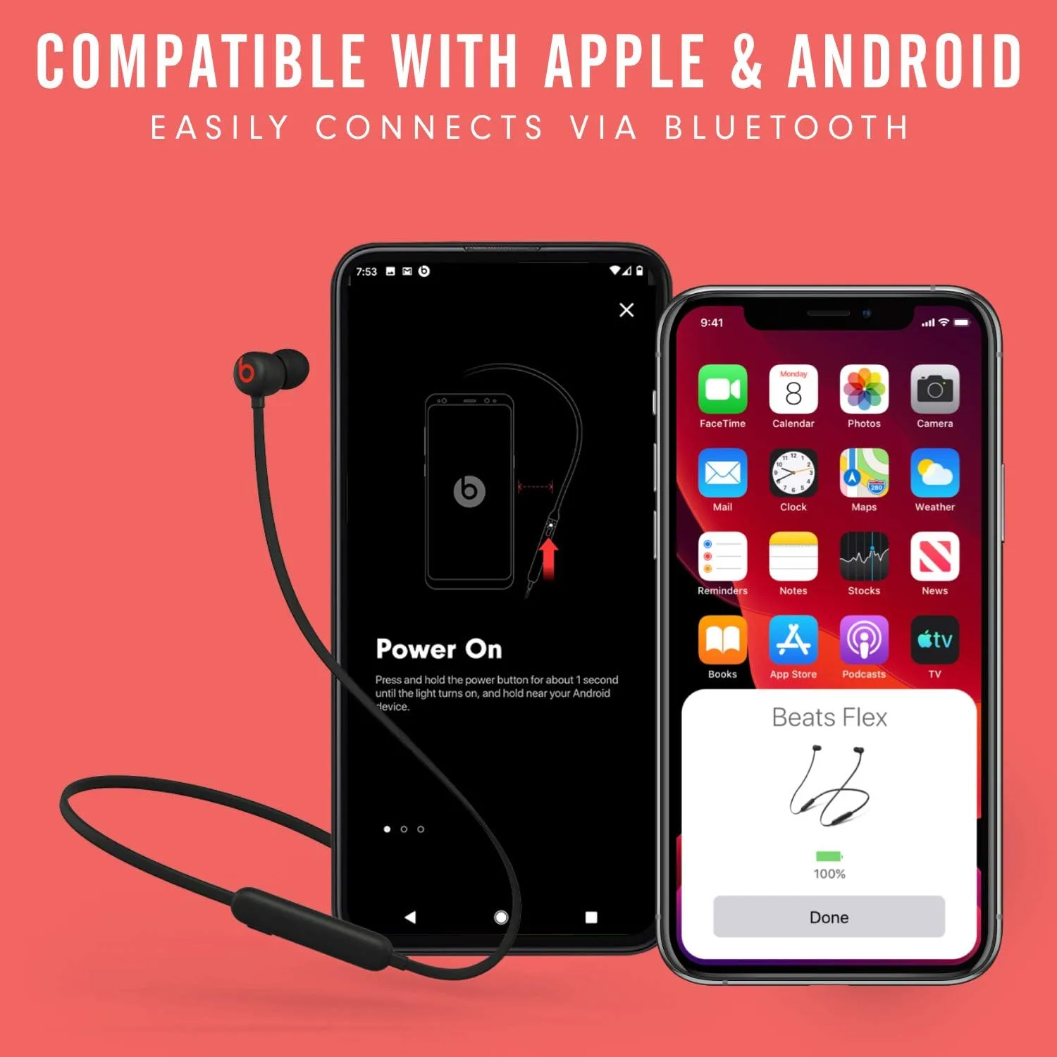 Beats Flex Wireless Earbuds - Apple W1, Magnetic Earphones, Class 1 Bluetooth