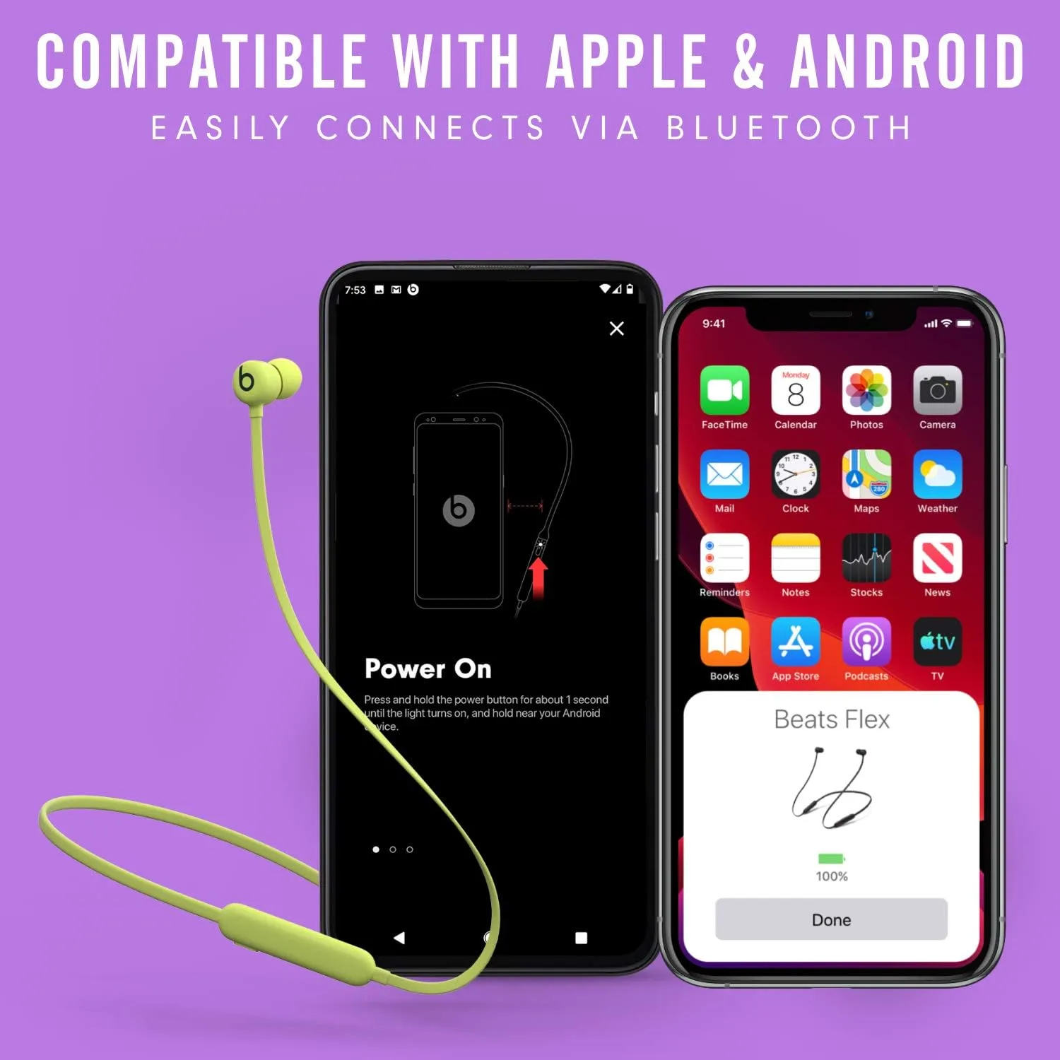 Beats Flex Wireless Earbuds - Apple W1, Magnetic Earphones, Class 1 Bluetooth