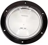 Beckson 4" Clear Center Screw Out Deck Plate - Black