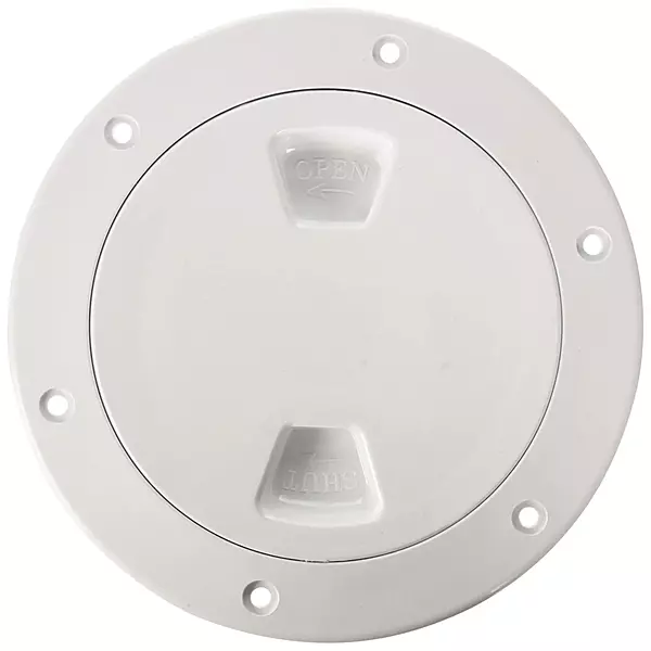Beckson 4" Smooth Center Screw-Out Deck Plate - White