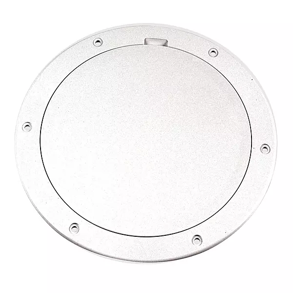 Beckson 6" Smooth Center Pry-Out Deck Plate - White