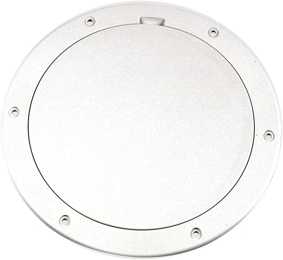 Beckson 6" Smooth Center Pry-Out Deck Plate - White