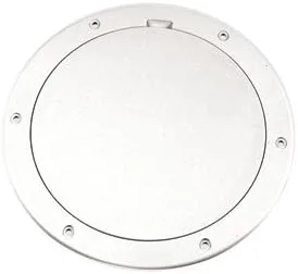 Beckson 6" Smooth Center Pry-Out Deck Plate - White