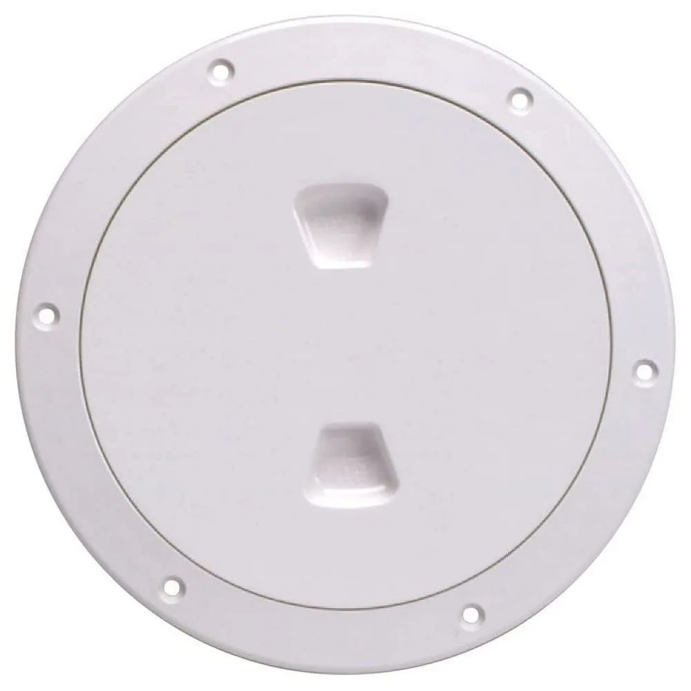 Beckson 6" Smooth Center Screw-Out Deck Plate - White