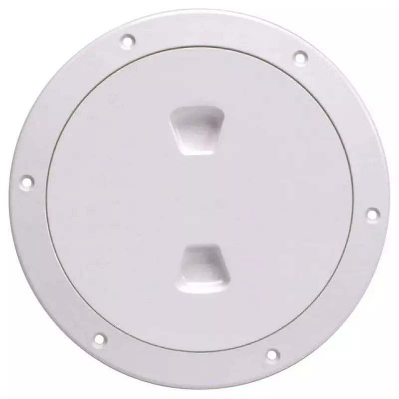 Beckson 6" Smooth Center Screw-Out Deck Plate - White