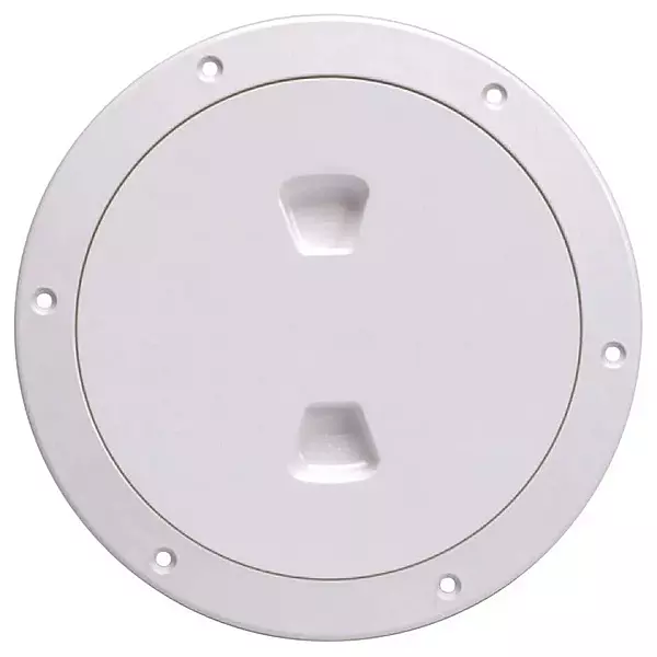 Beckson 6" Smooth Center Screw-Out Deck Plate - White