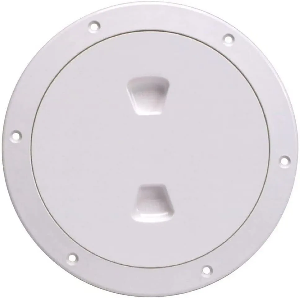 Beckson 6" Smooth Center Screw-Out Deck Plate - White