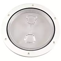 Beckson 6" Clear Center Screw Out Deck Plate - White