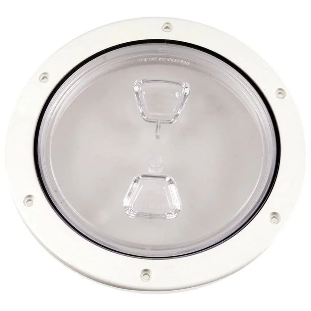 Beckson 6" Clear Center Screw Out Deck Plate - White