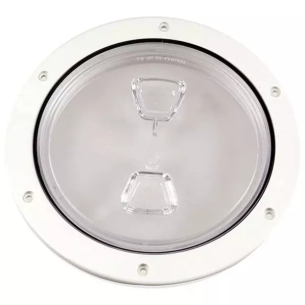 Beckson 6" Clear Center Screw Out Deck Plate - White