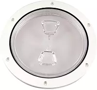 Beckson 6" Clear Center Screw Out Deck Plate - White