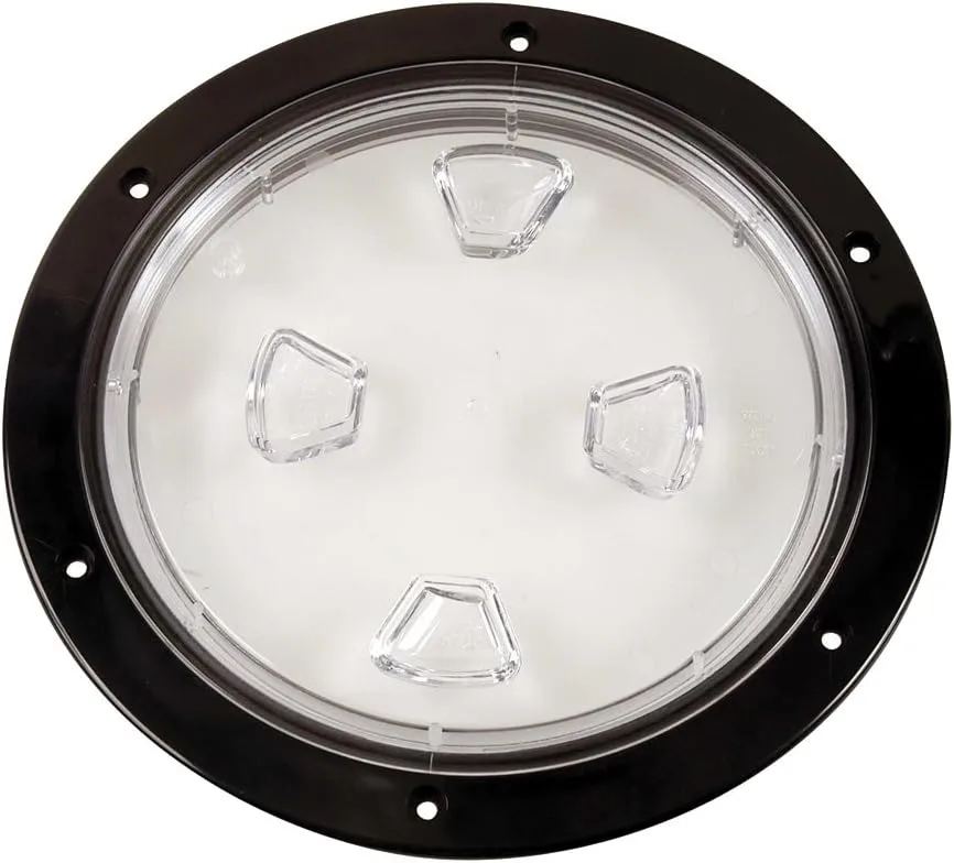 Beckson 8" Clear Center Screw-Out Deck Plate - Black