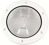 Beckson 4" Clear Center Screw-Out Deck Plate - White