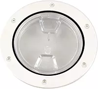 Beckson 4" Clear Center Screw-Out Deck Plate - White