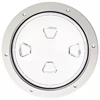 Beckson 8" Clear Center Screw-Out Deck Plate - White