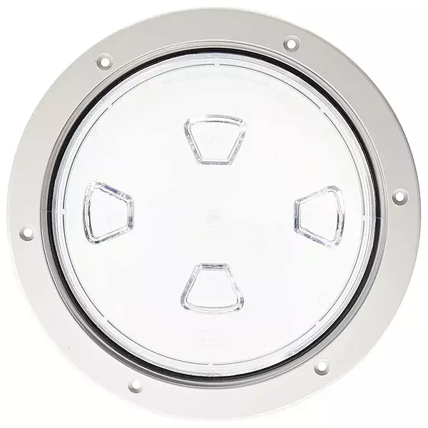 Beckson 8" Clear Center Screw-Out Deck Plate - White