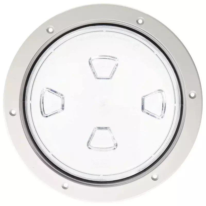 Beckson 8" Clear Center Screw-Out Deck Plate - White