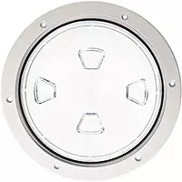 Beckson 8" Clear Center Screw-Out Deck Plate - White
