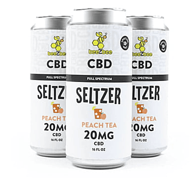 BeeZbee CBD Seltzer, 16 oz. - Peach Tea | 1 Case of 24 Cans