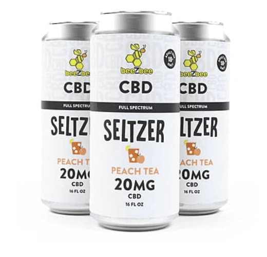BeeZbee CBD Seltzer, 16 oz. - Peach Tea | 1 Case of 24 Cans