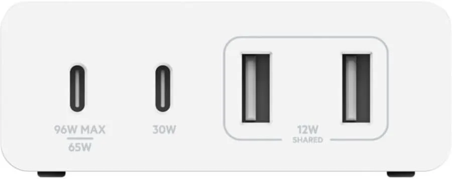 Belkin 4-Port Charger Block 108W - GaN Charger, Multi-Port w/ USB-C PD Fast Charge & USB-A Ports for Apple MacBook