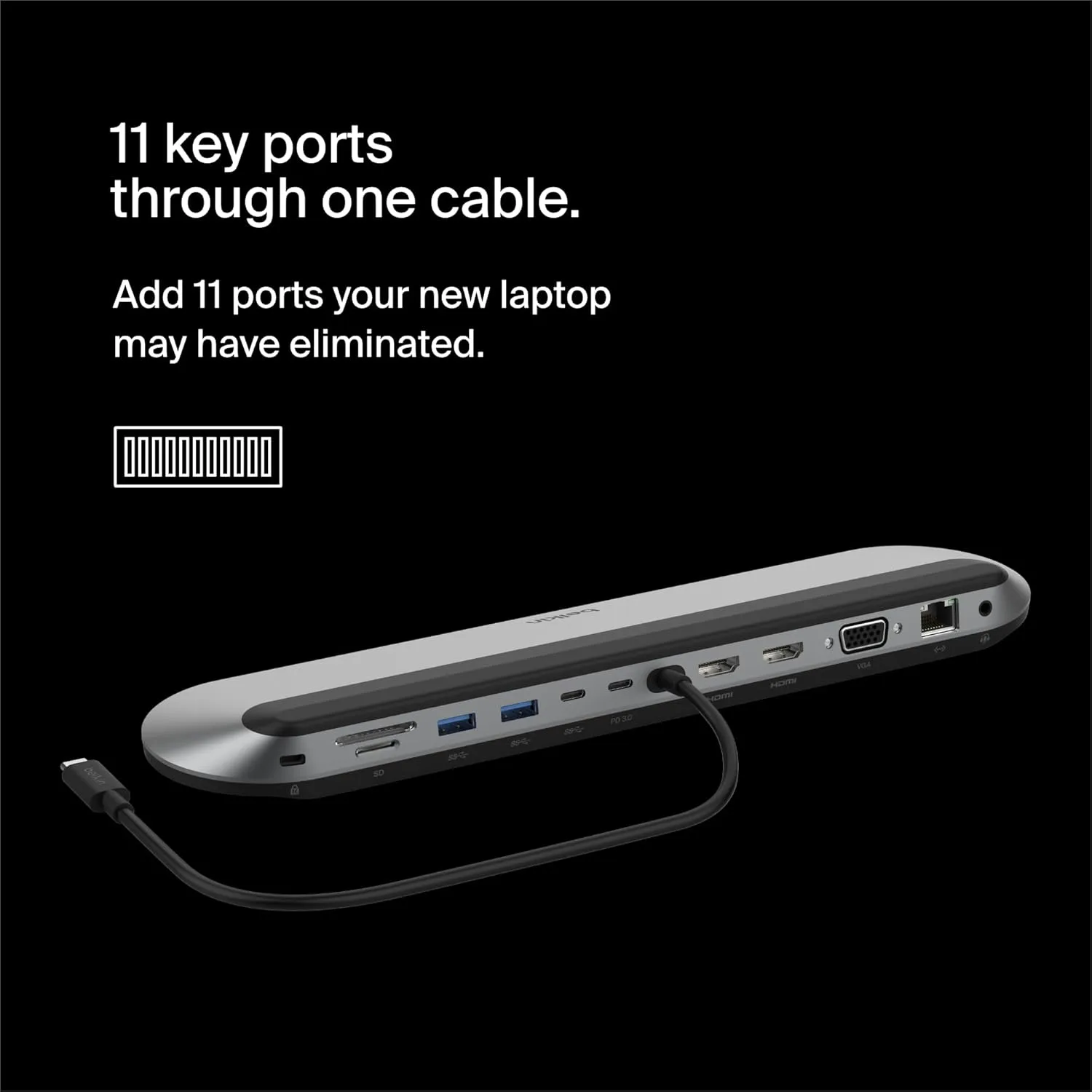 Belkin Connect 11-in-1 Universal USB-C Pro Dock w/ 3-Monitor Support, Silicon Motion Technology - Works with Mac, Windows