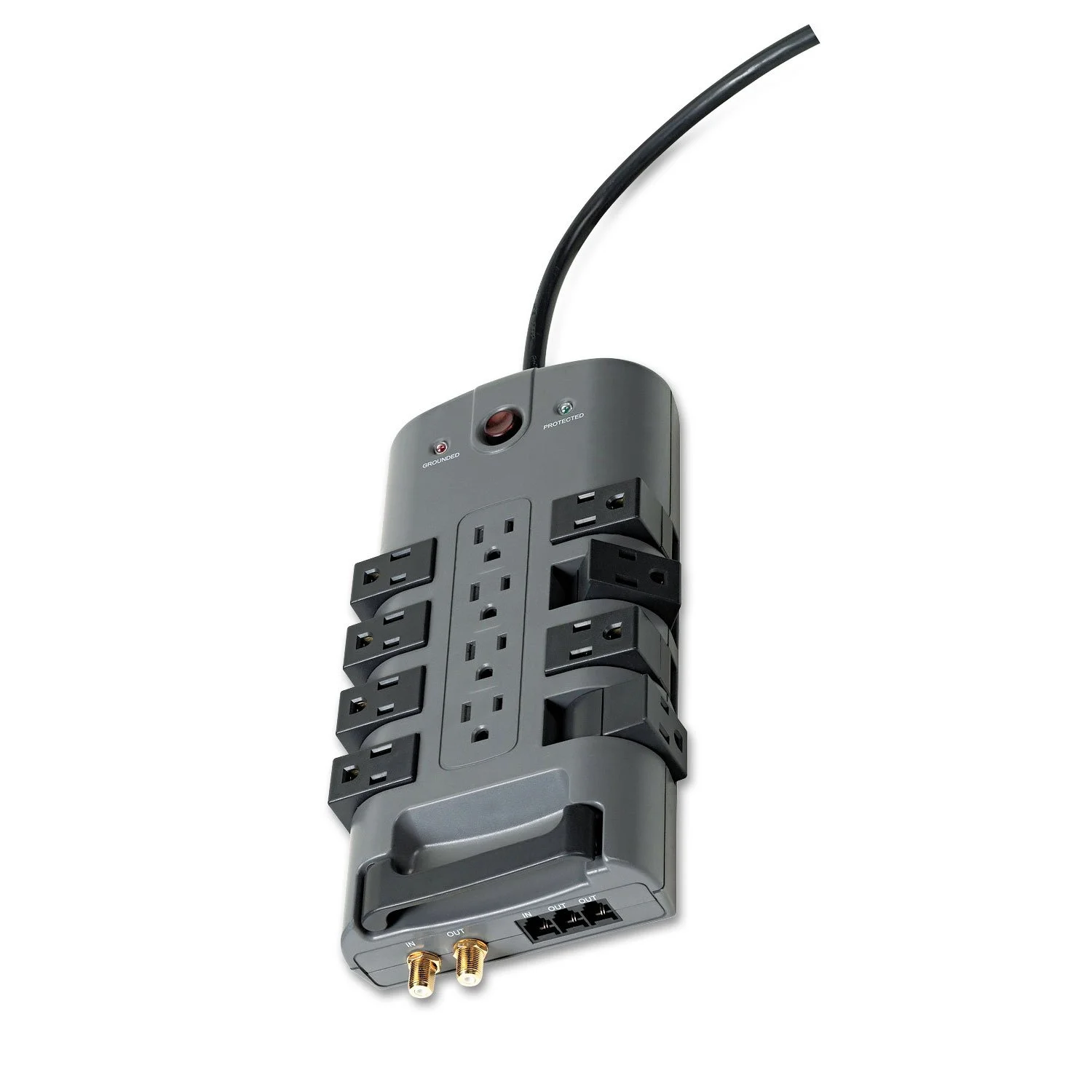 Belkin 12-Outlet Pivot Surge Protector, 4320 Joules, 8 ft Cord, Gray