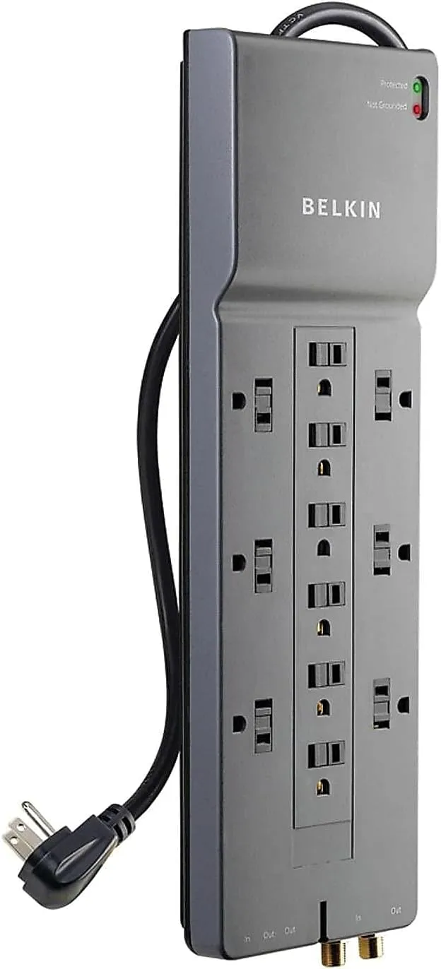 Belkin Surge Protector, 3940 Joules, 12 Outlets, 8', Gray