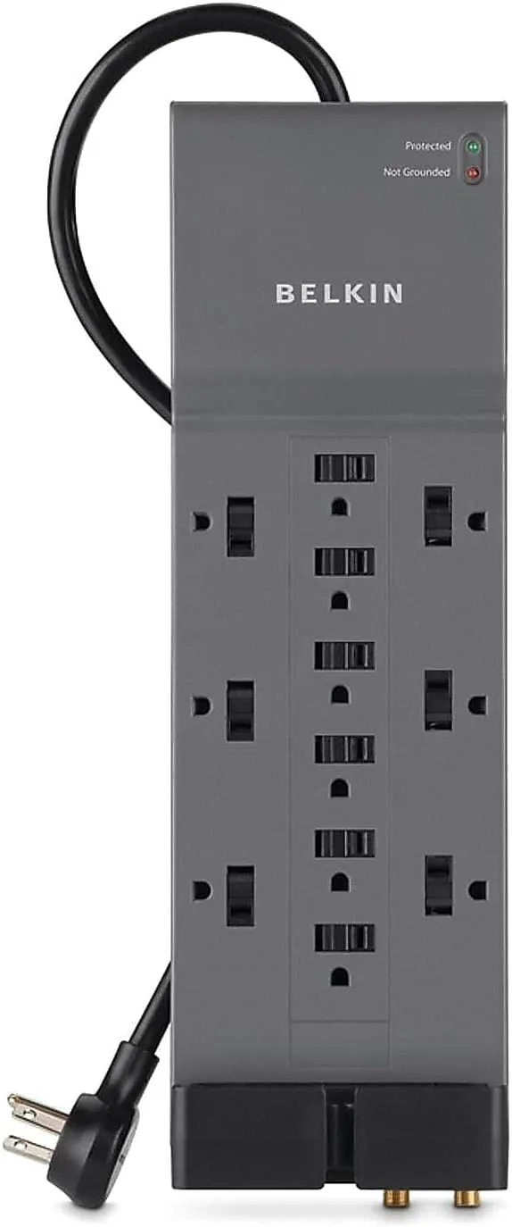 Belkin Surge Protector, 3940 Joules, 12 Outlets, 8', Gray