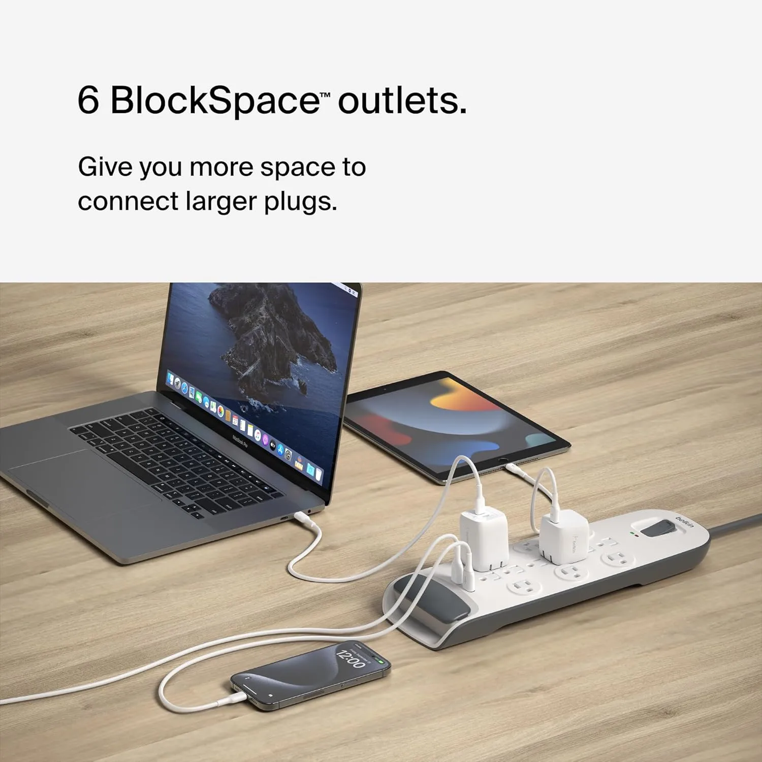 Belkin USB Power Strip Surge Protector - 12 AC Multiple Outlets & 2 USB Ports - 6 ft Long Flat Plug Extension Cord for Home