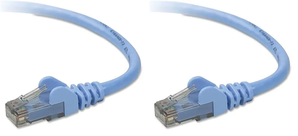 Belkin 15ft CAT6 Snagless Patch Cable Snagless (Blue) (Pack of 2) 1 Count (Pack of 2)