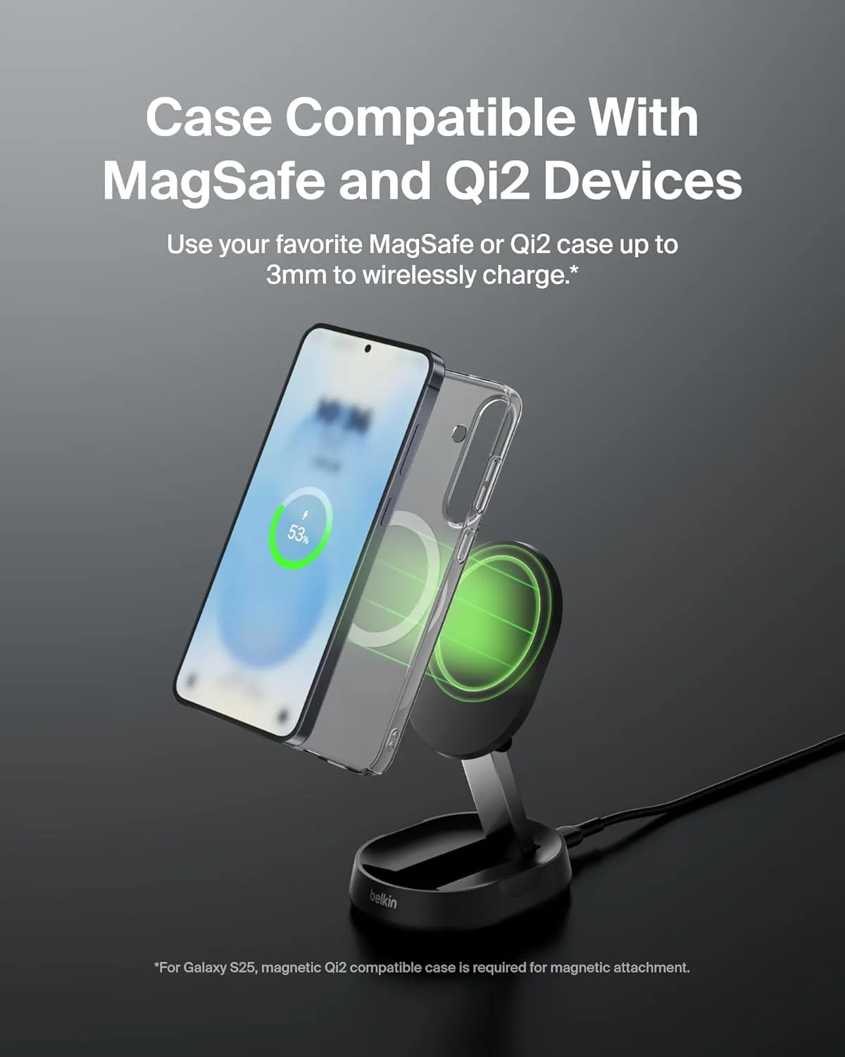 Belkin Convertible Magnetic Charging Stand 15W - MagSafe-Compatible Fast Qi2 Charger