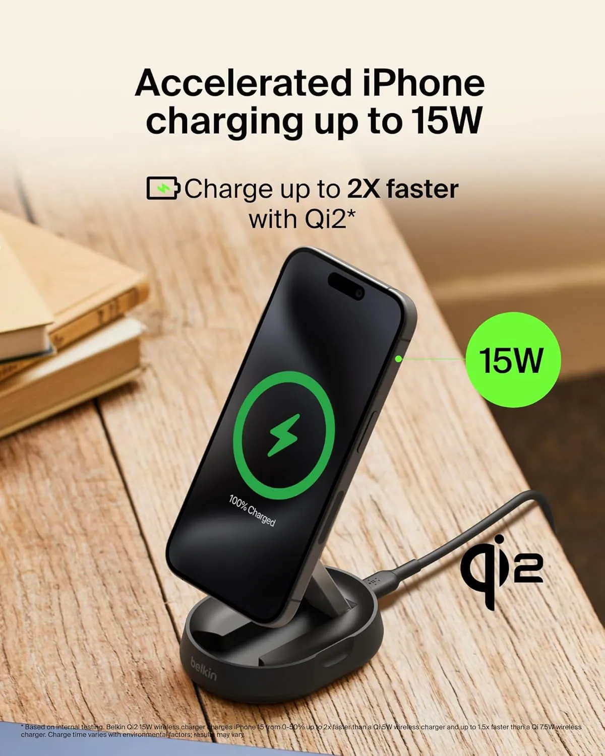 Belkin Convertible Magnetic Charging Stand 15W - MagSafe-Compatible Fast Qi2 Charger