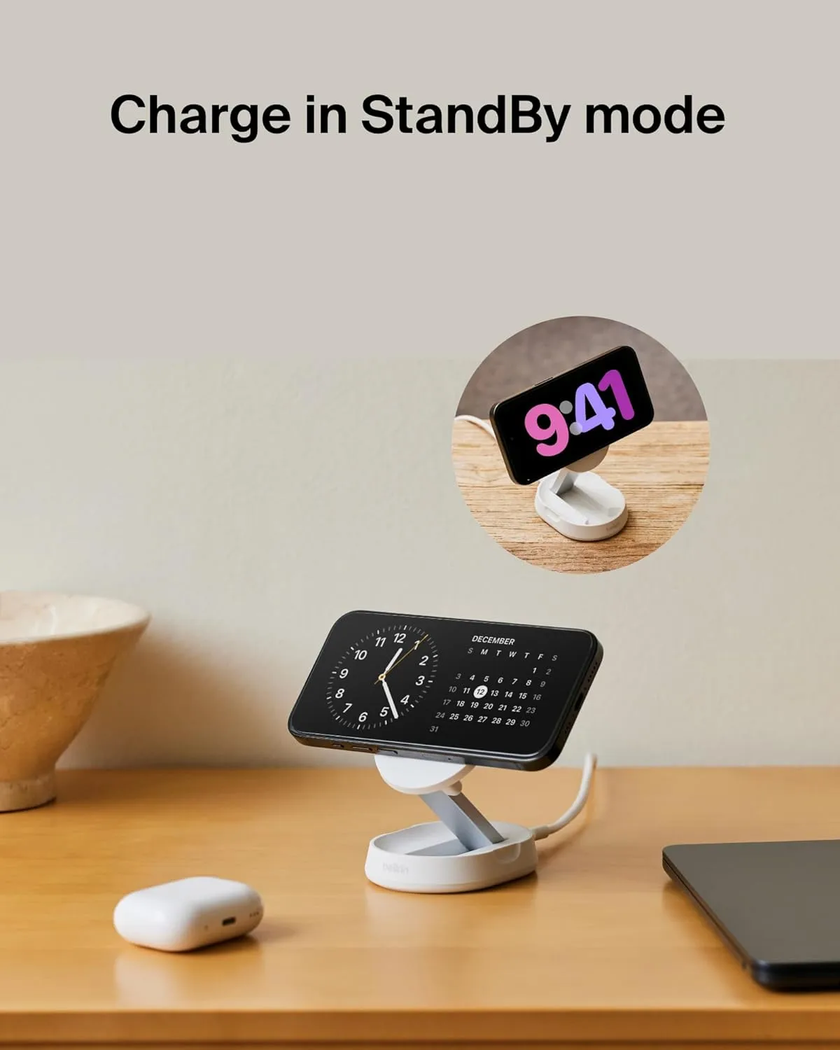 Belkin Convertible Magnetic Charging Stand 15W - MagSafe-Compatible Fast Qi2 Charger